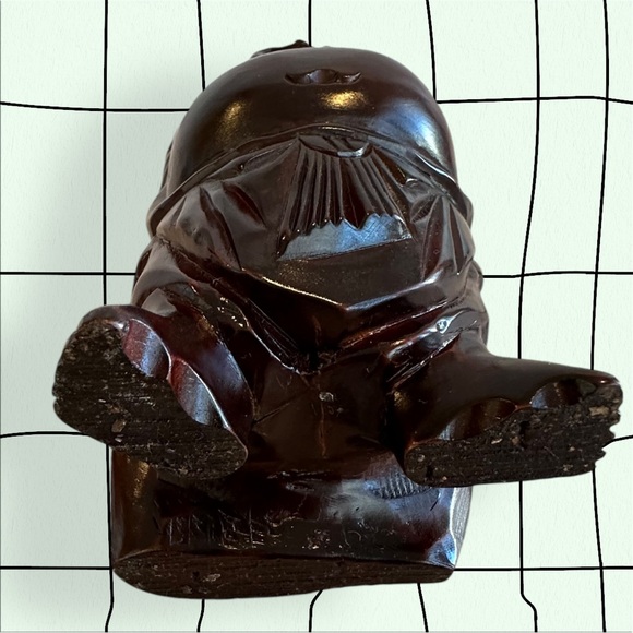 Hand-carved Teak Happy Buddha - Picture 3 of 7